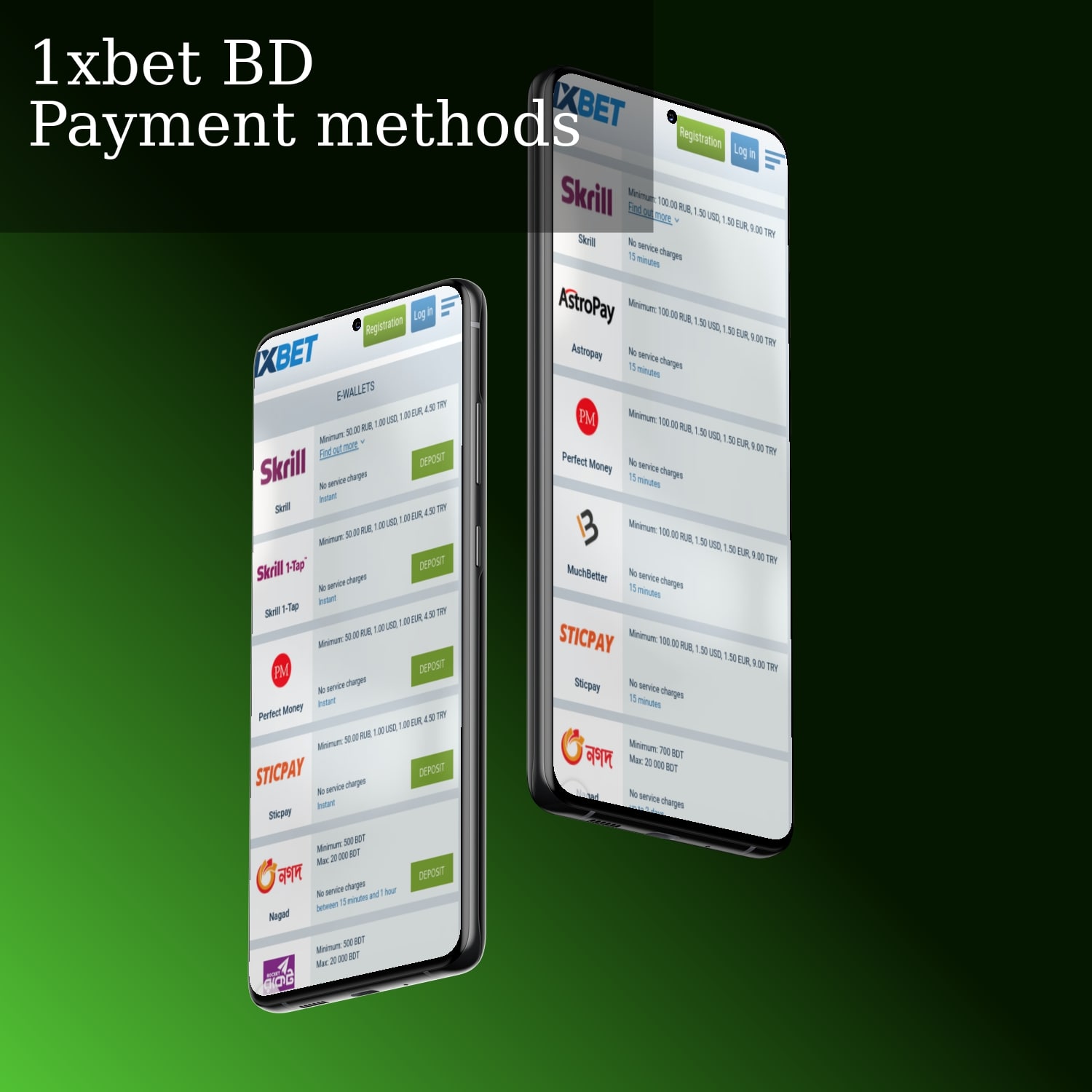 1xbet Payment methods available for Bangladesh